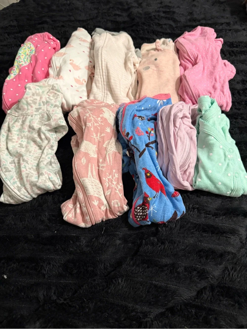 Carter's Assorted Girls' One-Piece Footies in Pink, Blue, Mint & Cream